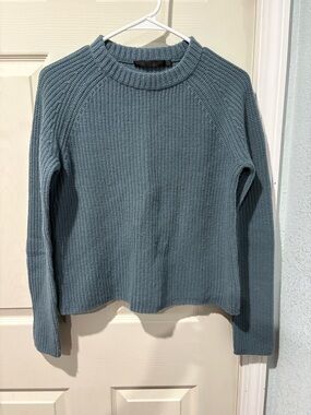 Jenni Kayne Cashmere Fisherman Sweater in Dusty Blue-Grey